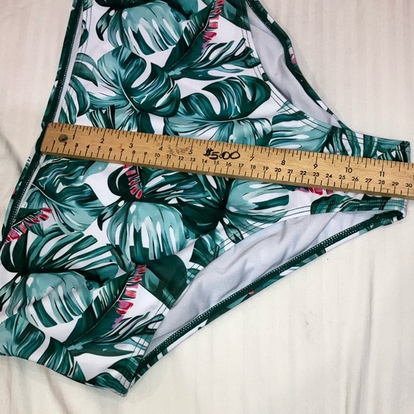 NEW large women’s Tropical Leaf Print high rise Bikini Bottoms - Picture 8 of 9